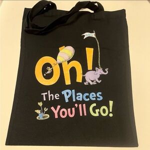 Dr. Seuss Inspired Oh The Places You’ll Go Canvas Tote Bag, NEW